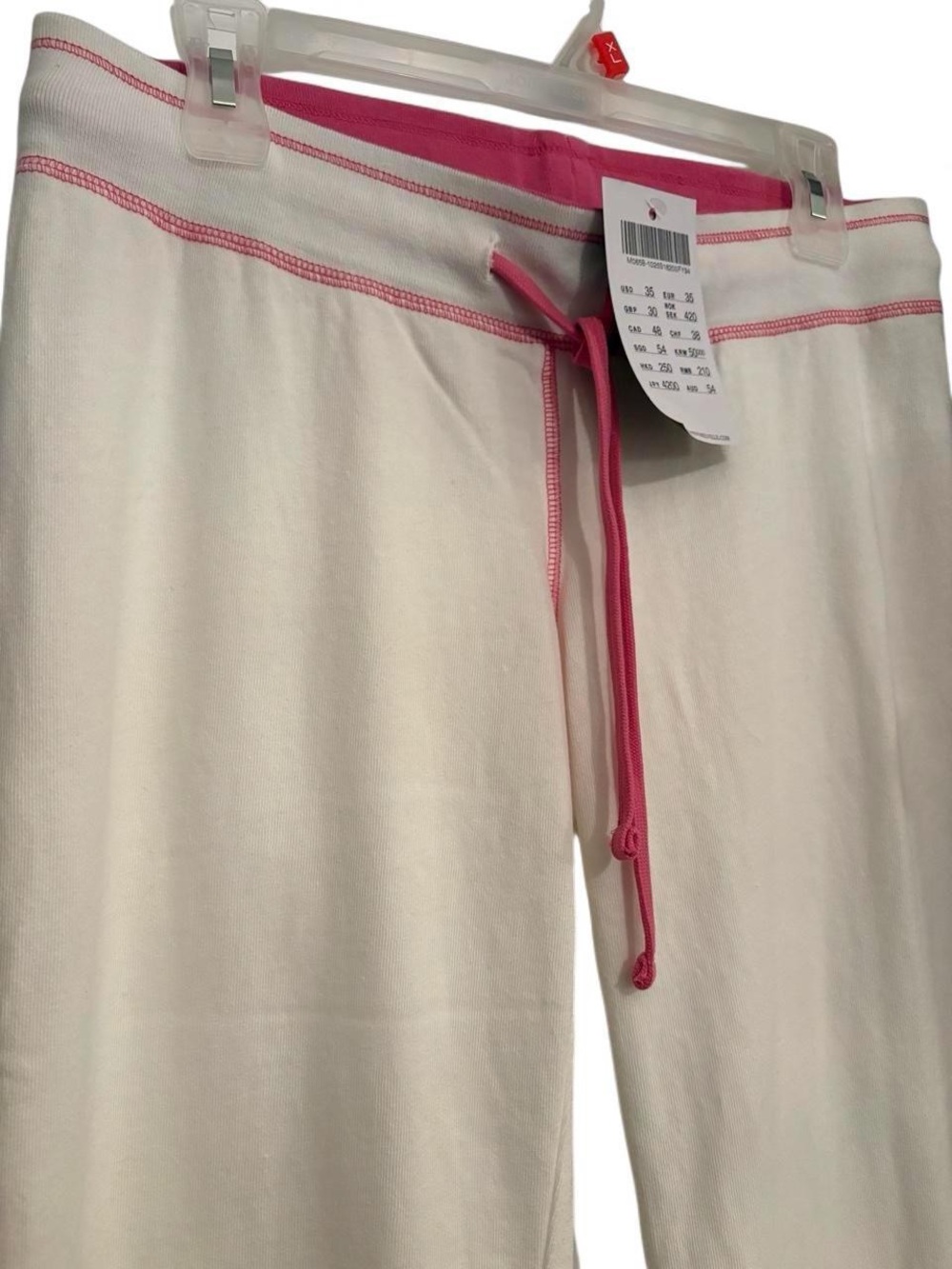 Rare Brandy Melville White Lounge Pants with Pink Trim